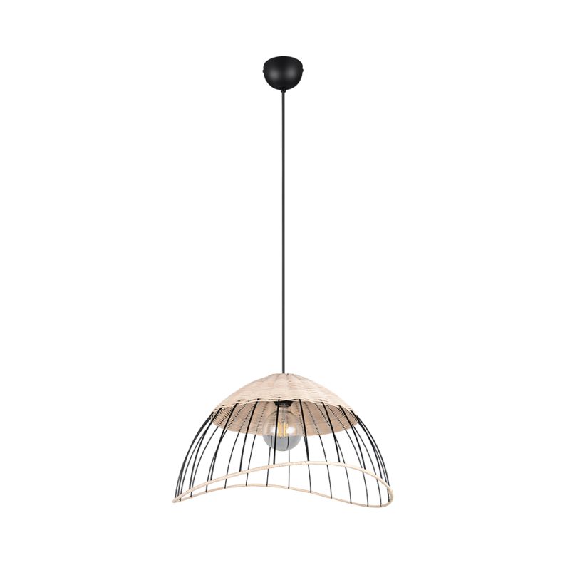 - Sandrine - Matt Black Pendant with Rattan Meshwork Trio-R36211032 - Sandrine - Matt Black Pendant with Rattan Meshwork
