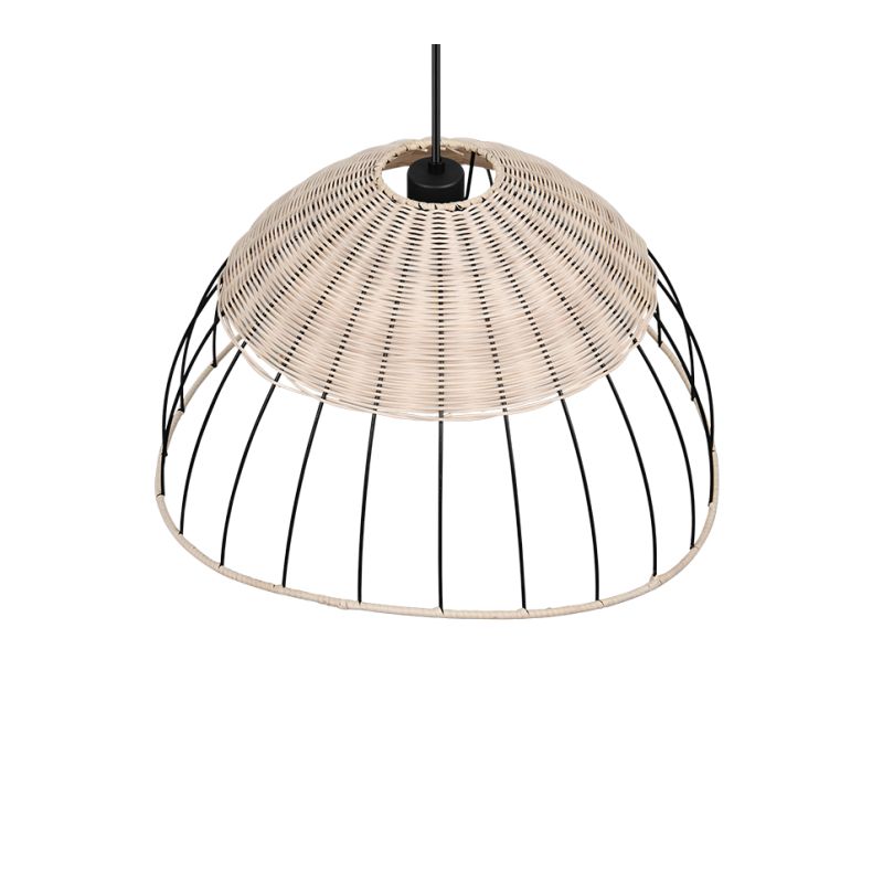 - Sandrine - Matt Black Pendant with Rattan Meshwork Trio-R36211032 - Sandrine - Matt Black Pendant with Rattan Meshwork