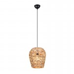 Jean - Matt Black Pendant with Water Hyacinth Shade Jean - Matt Black Pendant with Water Hyacinth Shade