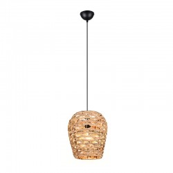 Jean - Matt Black Pendant with Water Hyacinth Shade Jean - Matt Black Pendant with Water Hyacinth Shade