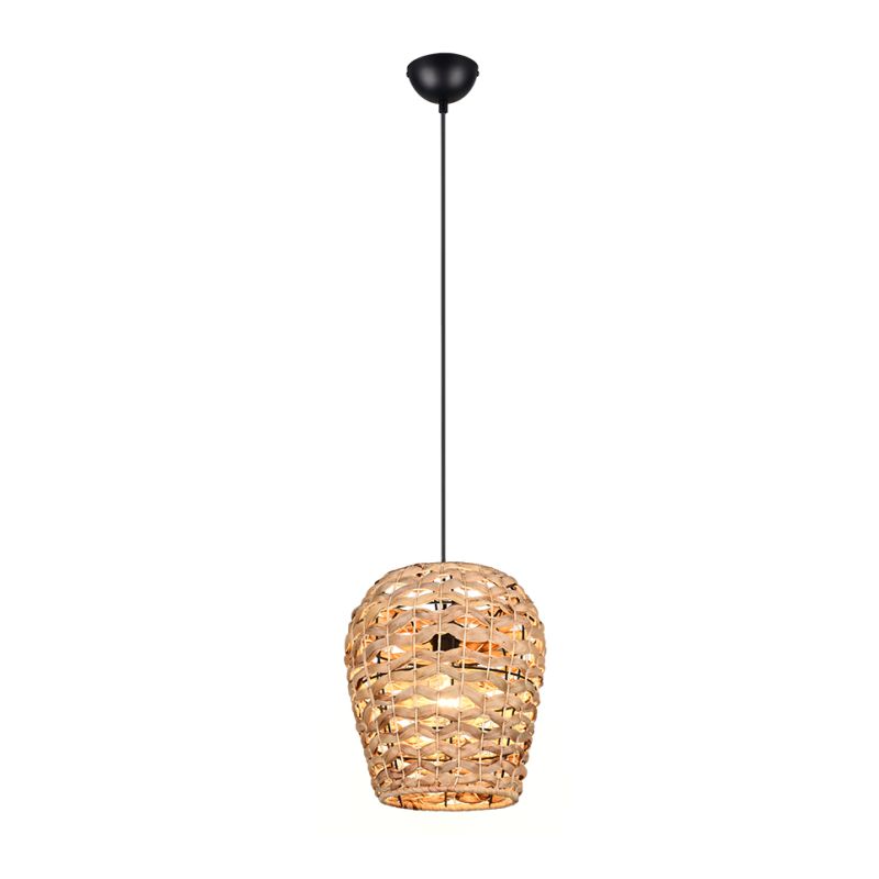 Trio-R36221036 - Jean - Matt Black Pendant with Water Hyacinth Shade