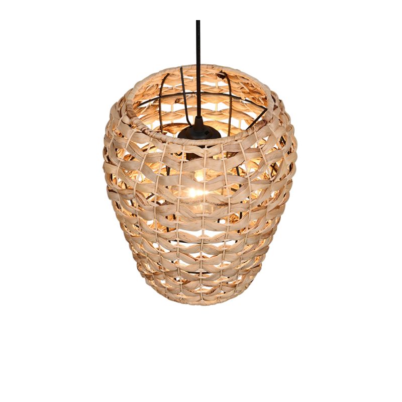 Trio-R36221036 - Jean - Matt Black Pendant with Water Hyacinth Shade
