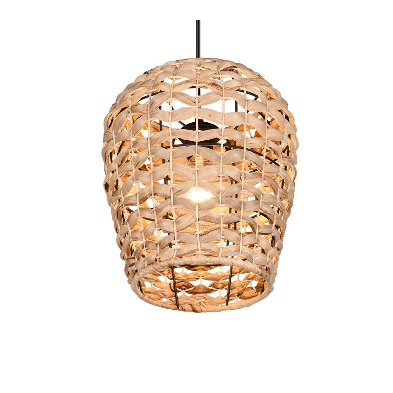 Trio-R36221036 - Jean - Matt Black Pendant with Water Hyacinth Shade