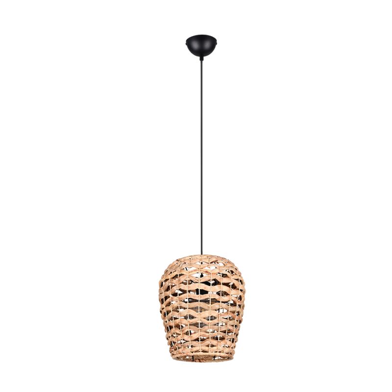Trio-R36221036 - Jean - Matt Black Pendant with Water Hyacinth Shade
