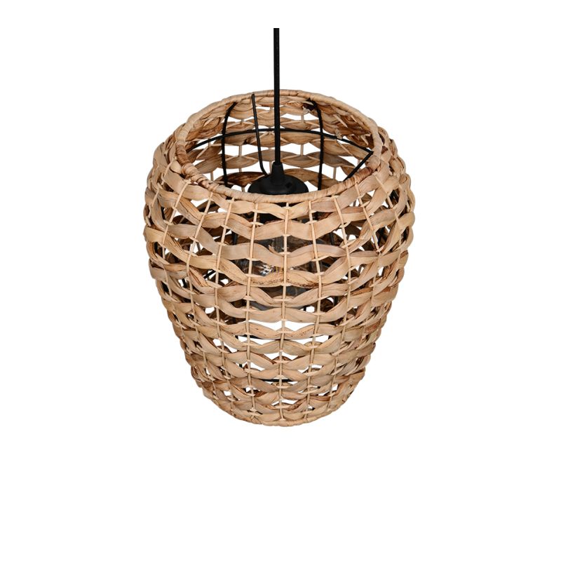 Trio-R36221036 - Jean - Matt Black Pendant with Water Hyacinth Shade
