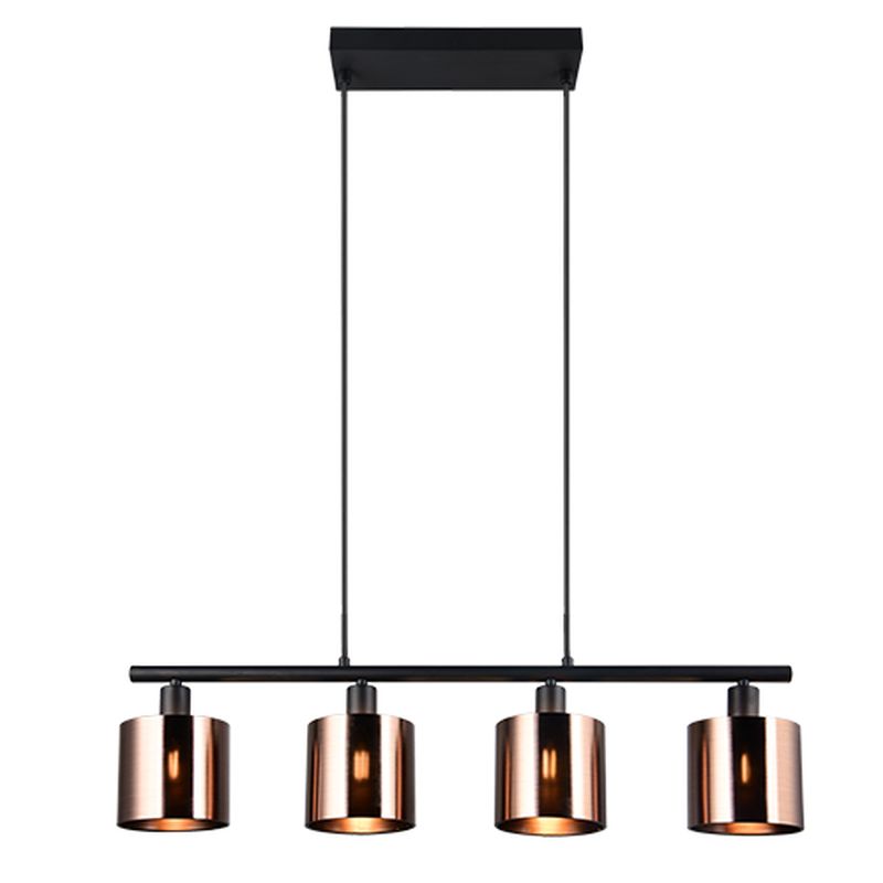 Trio-R36304064 - Jason - Matt Black 4 Light over Island Fitting with Bronze Shade