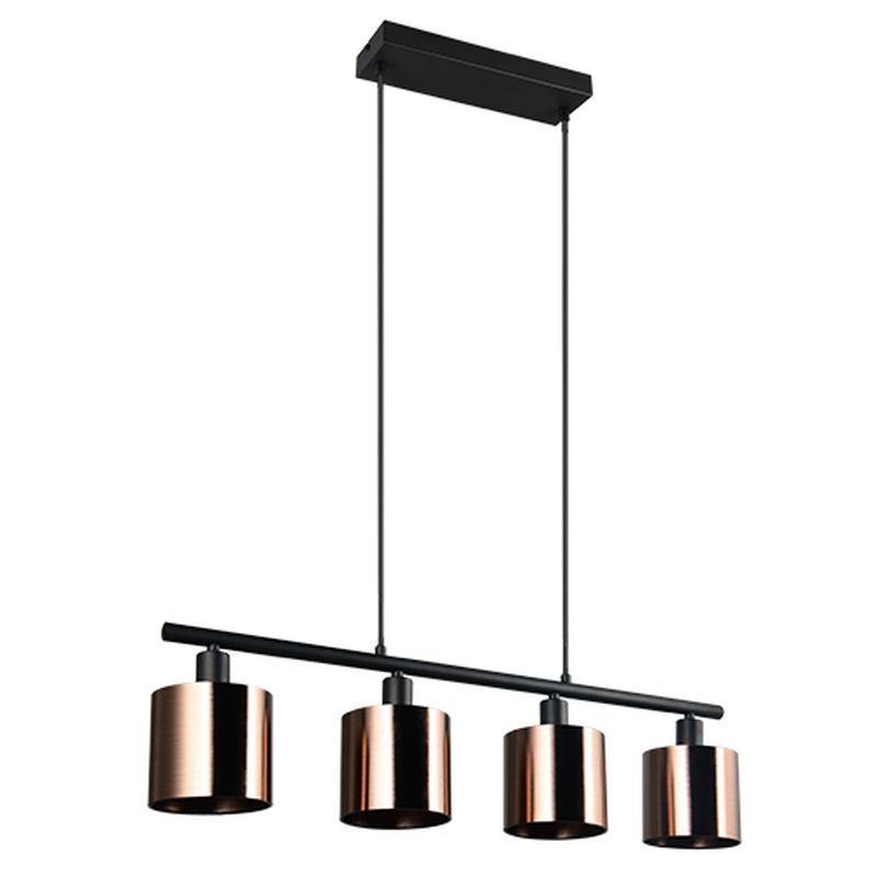 Trio-R36304064 - Jason - Matt Black 4 Light over Island Fitting with Bronze Shade
