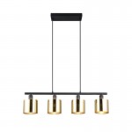 Jason - Matt Black 4 Light over Island Fitting with Gold Shade Jason - Matt Black 4 Light over Island Fitting with Gold Shade