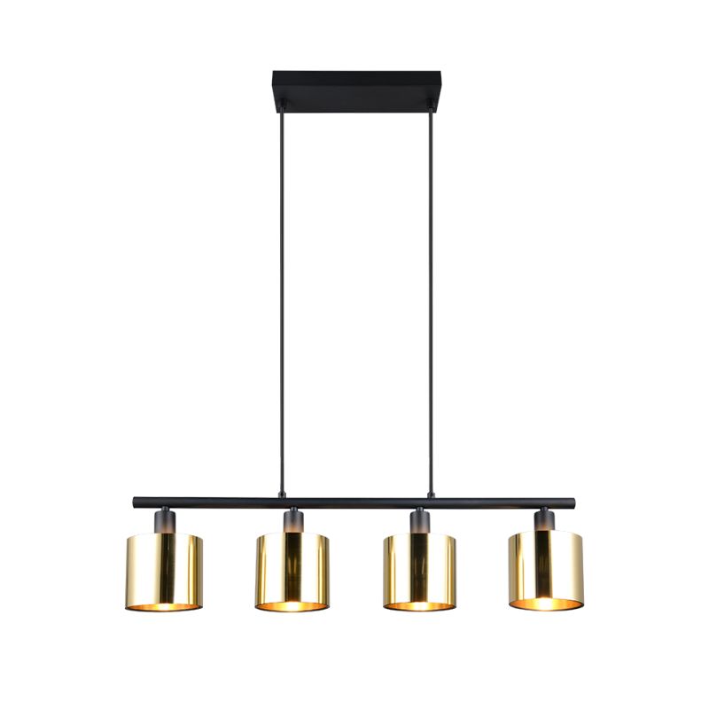 Trio-R36304079 - Jason - Matt Black 4 Light over Island Fitting with Gold Shade