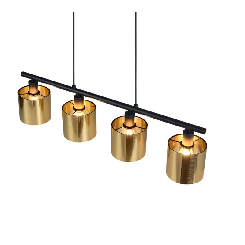 Trio-R36304079 - Jason - Matt Black 4 Light over Island Fitting with Gold Shade