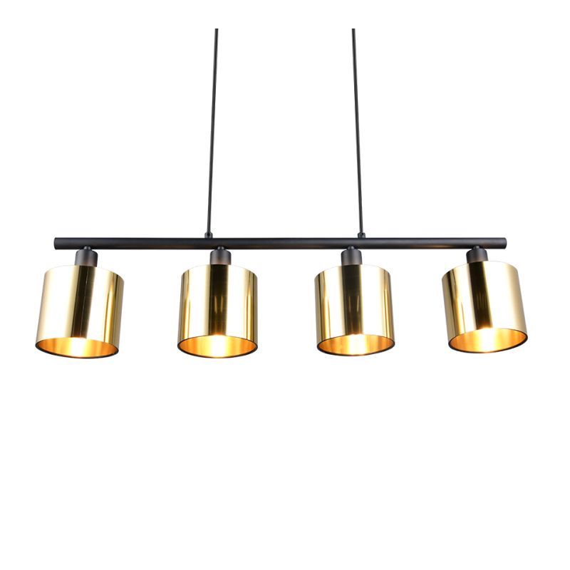 Trio-R36304079 - Jason - Matt Black 4 Light over Island Fitting with Gold Shade