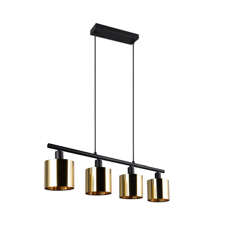Trio-R36304079 - Jason - Matt Black 4 Light over Island Fitting with Gold Shade