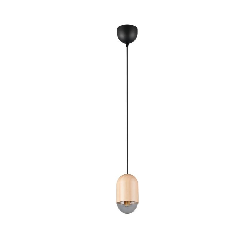 Trio-R36311030 - Nara - Black Pendant with Natural Wood Shade