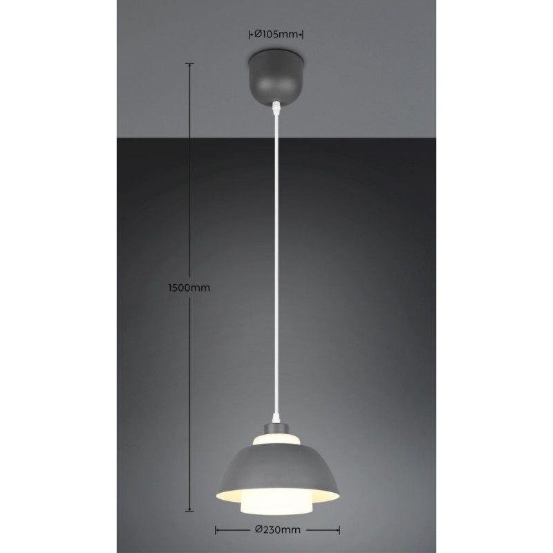 Trio-R36501042 - Tilos - Anthracite Pendant with White Glass ∅ 23 cm