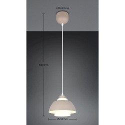 Tilos - Warm Fawn Pendant with White Glass ∅ 23 cm