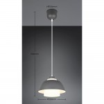 Tilos - Anthracite Pendant with White Glass ∅ 30 cm