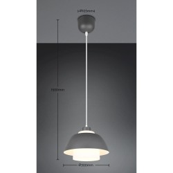 Tilos - Anthracite Pendant with White Glass ∅ 30 cm