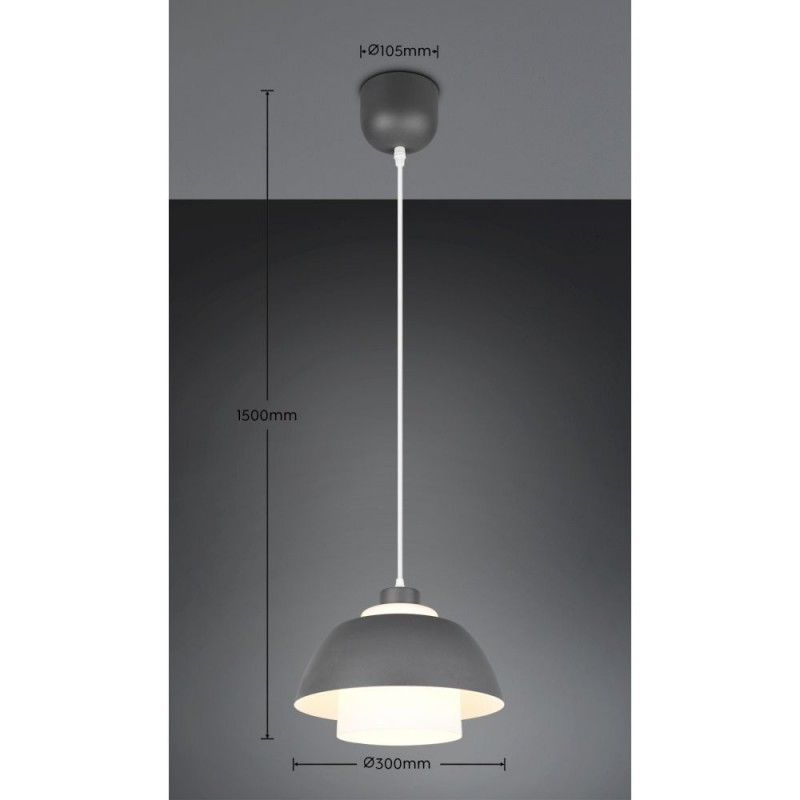 Trio-R36501942 - Tilos - Anthracite Pendant with White Glass ∅ 30 cm