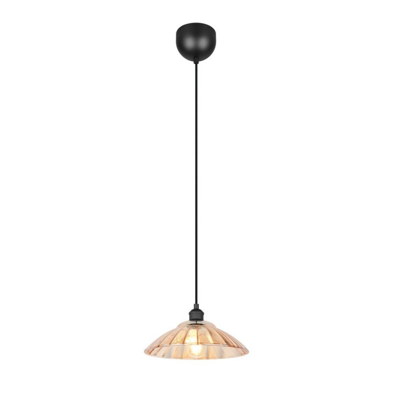 Trio-R36521032 - Eluna - Black Pendant with Amber Glass Shade