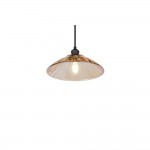 Eluna - Black Pendant with Amber Glass Shade