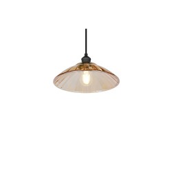 Eluna - Black Pendant with Amber Glass Shade