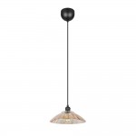 Eluna - Black Pendant with Amber Glass Shade