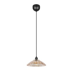 Eluna - Black Pendant with Amber Glass Shade