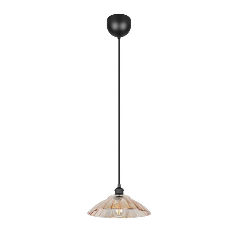 Trio-R36521032 - Eluna - Black Pendant with Amber Glass Shade