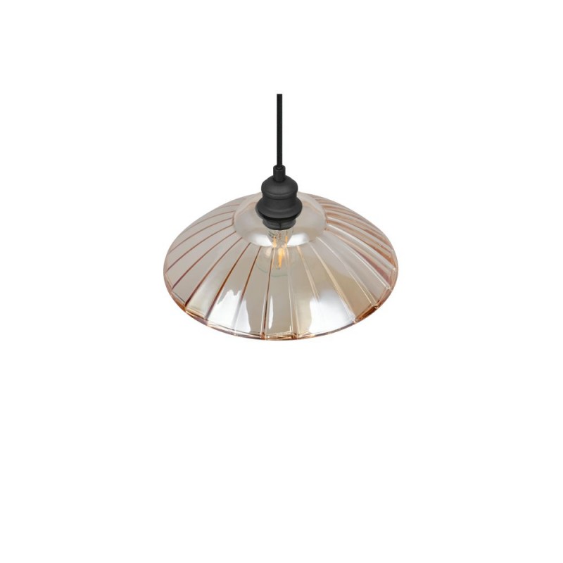 Trio-R36521032 - Eluna - Black Pendant with Amber Glass Shade