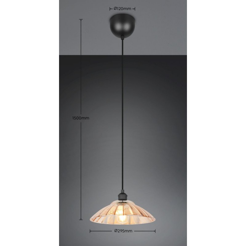 Trio-R36521032 - Eluna - Black Pendant with Amber Glass Shade