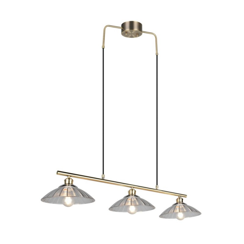 Trio-R36523004 - Eluna - Old Brass 3 Light over Island Fitting with Clear Glass Shade
