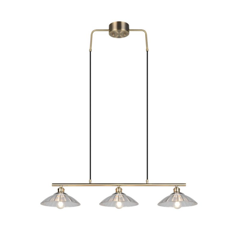 Trio-R36523004 - Eluna - Old Brass 3 Light over Island Fitting with Clear Glass Shade