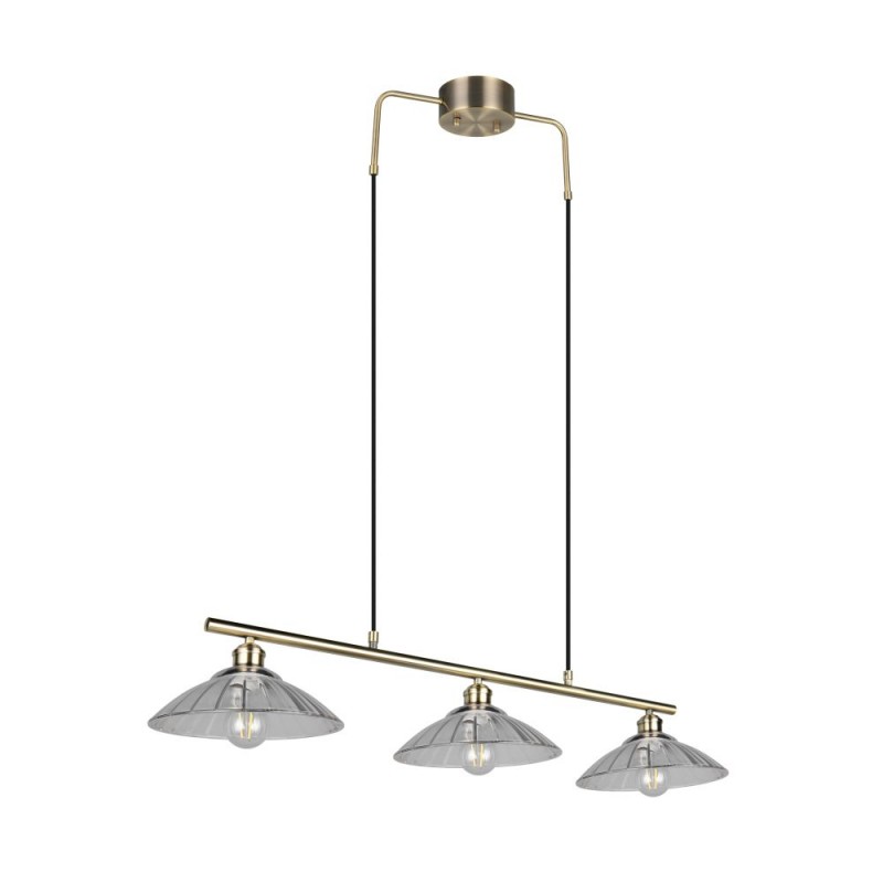 Trio-R36523004 - Eluna - Old Brass 3 Light over Island Fitting with Clear Glass Shade