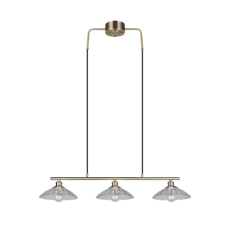 Trio-R36523004 - Eluna - Old Brass 3 Light over Island Fitting with Clear Glass Shade