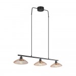 Eluna - Black 3 Light over Island Fitting with Amber Glass Shade