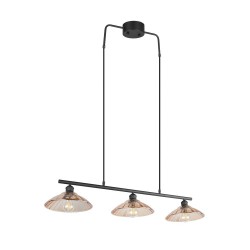 Eluna - Black 3 Light over Island Fitting with Amber Glass Shade