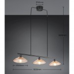 Eluna - Black 3 Light over Island Fitting with Amber Glass Shade