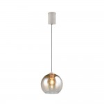 Liora - Warm Grey Rise & Fall Pendant with Amber Glass