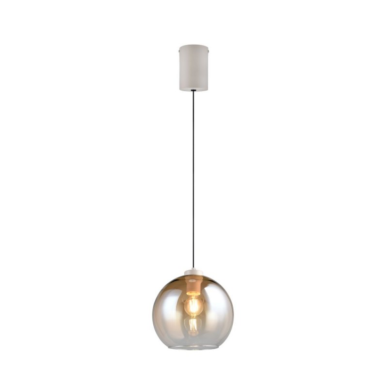 Trio-R36601013 - Liora - Warm Grey Rise & Fall Pendant with Amber Glass