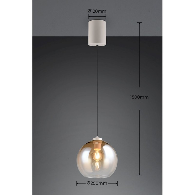 Trio-R36601013 - Liora - Warm Grey Rise & Fall Pendant with Amber Glass