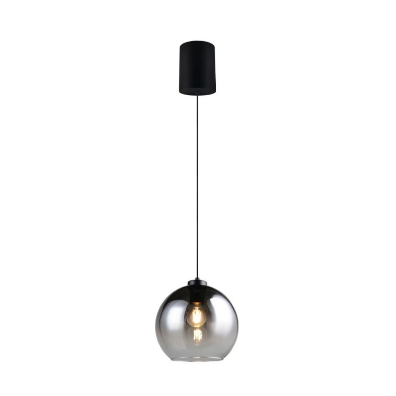 Trio-R36601054 - Liora - Black Rise & Fall Pendant with Smoked Glass