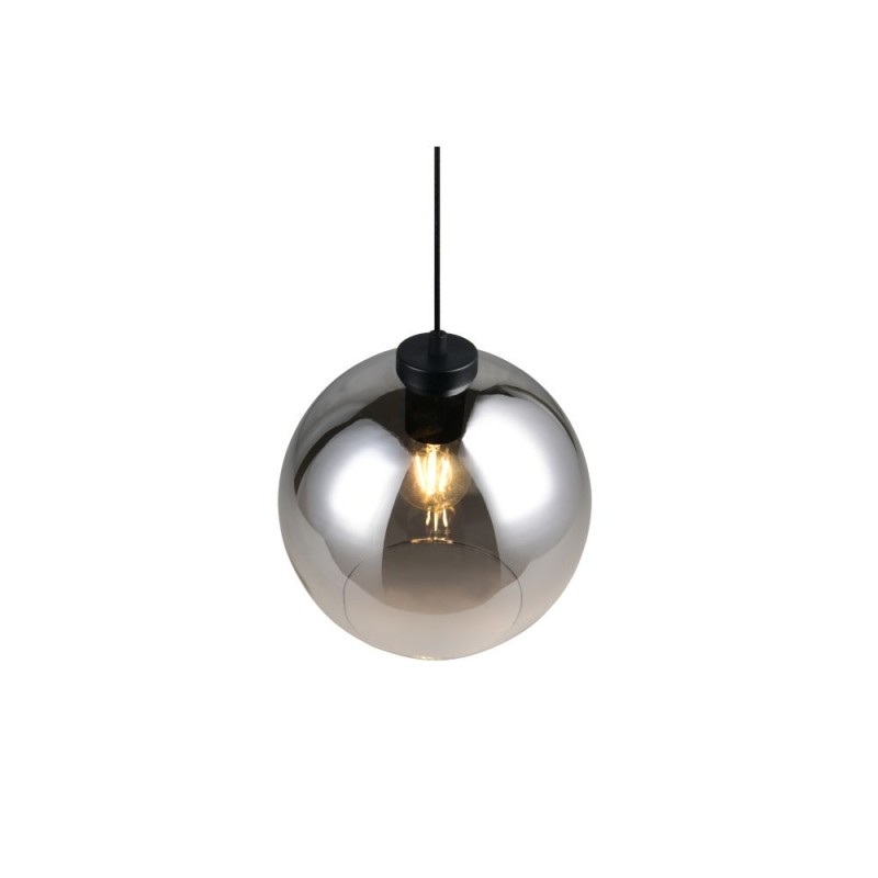 Trio-R36601054 - Liora - Black Rise & Fall Pendant with Smoked Glass