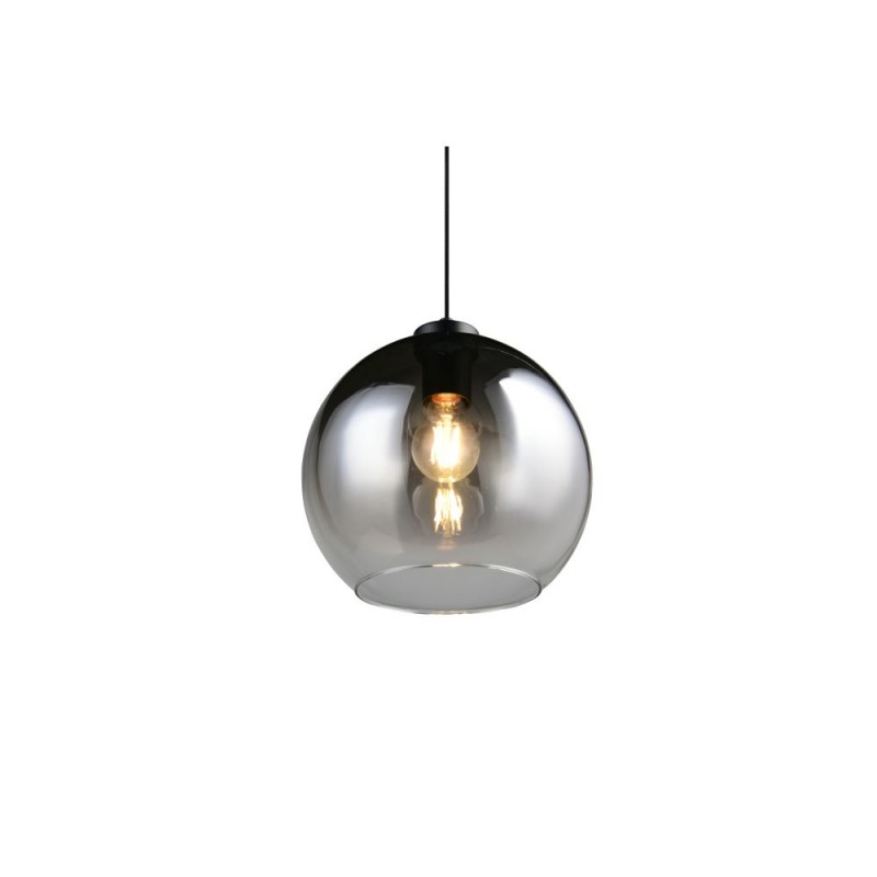 Trio-R36601054 - Liora - Black Rise & Fall Pendant with Smoked Glass