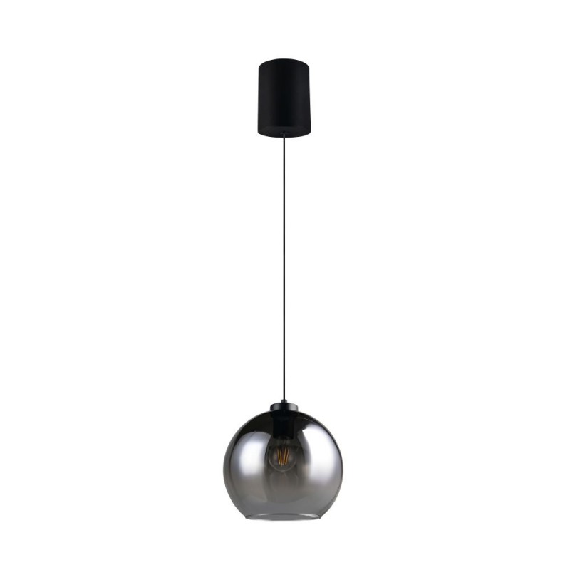 Trio-R36601054 - Liora - Black Rise & Fall Pendant with Smoked Glass