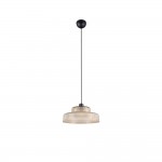 Abella - Black Pendant with Amber Ribbed Glass