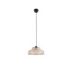Trio-R36761013 - Abella - Black Pendant with Amber Ribbed Glass
