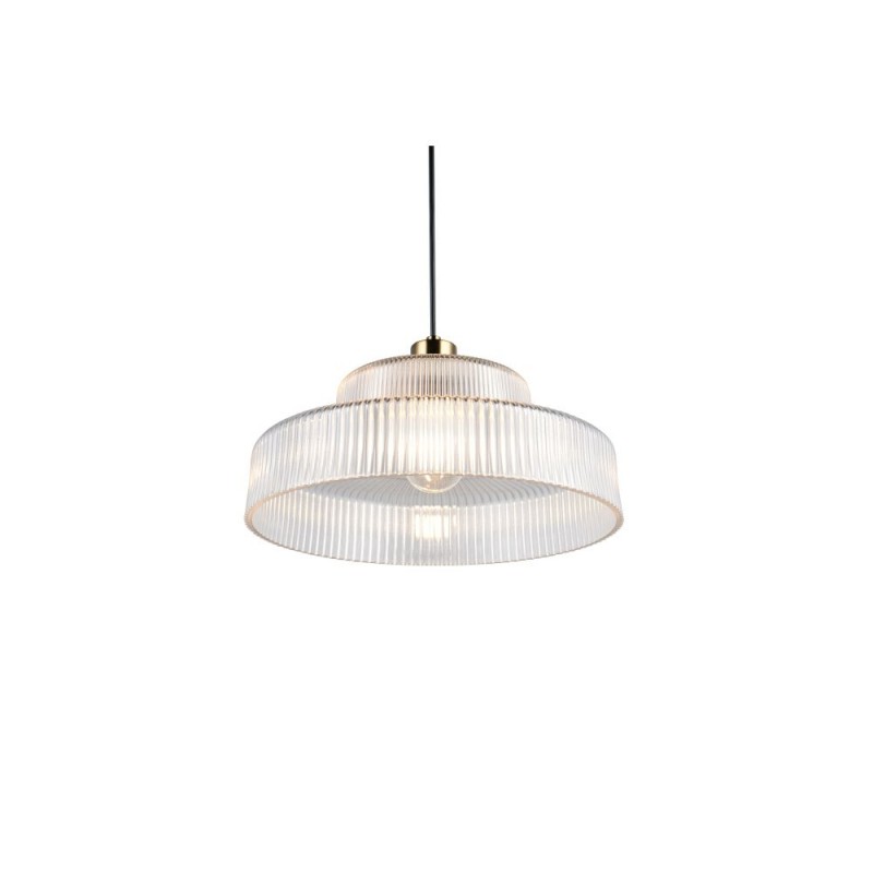 Trio-R36761052 - Abella - Matt Brass Pendant with Clear Ribbed Glass