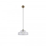 Abella - Matt Brass Pendant with Clear Ribbed Glass
