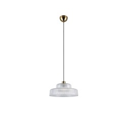 Abella - Matt Brass Pendant with Clear Ribbed Glass