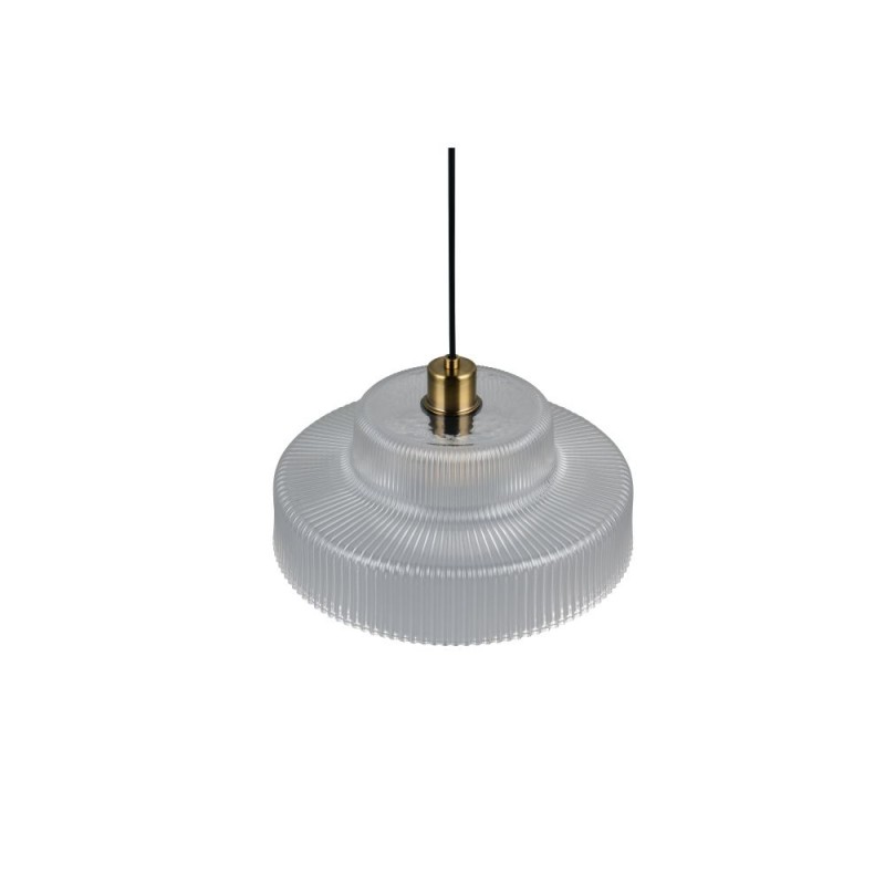 Trio-R36761052 - Abella - Matt Brass Pendant with Clear Ribbed Glass